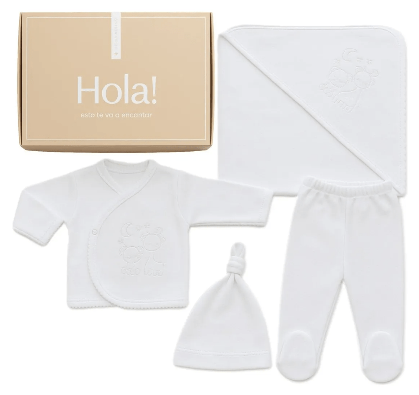 Set Ajuar Bebe Recien Nacido Aldogon 4 Piezas Con Caja – Blanco o Rosa – Recien Nacido