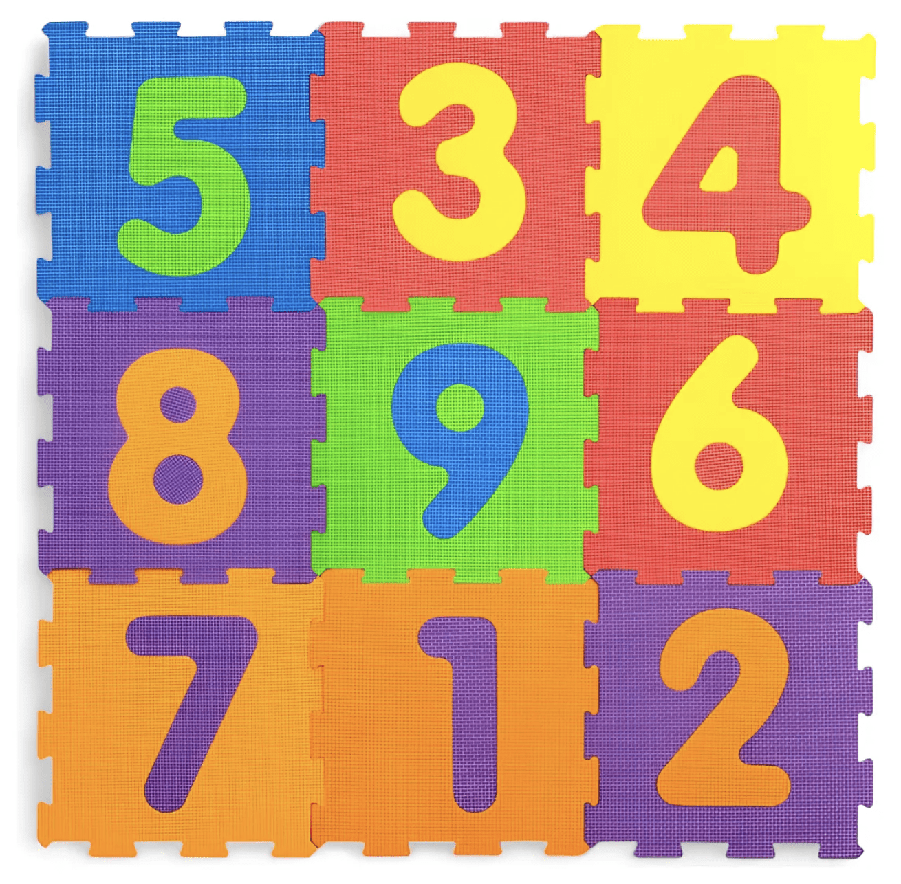 Piso De Goma Eva Encastrable Set De 9 Piezas Color Multicolor Números