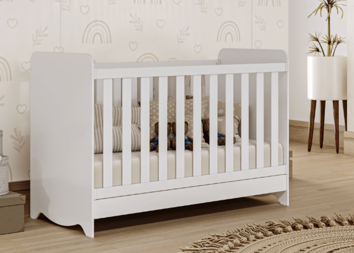 Cuna COLECHO EVOLUTIVA Modelo NEO / 4 en 1 Con Acolchado + Chichonera + Almohadon + Banderines