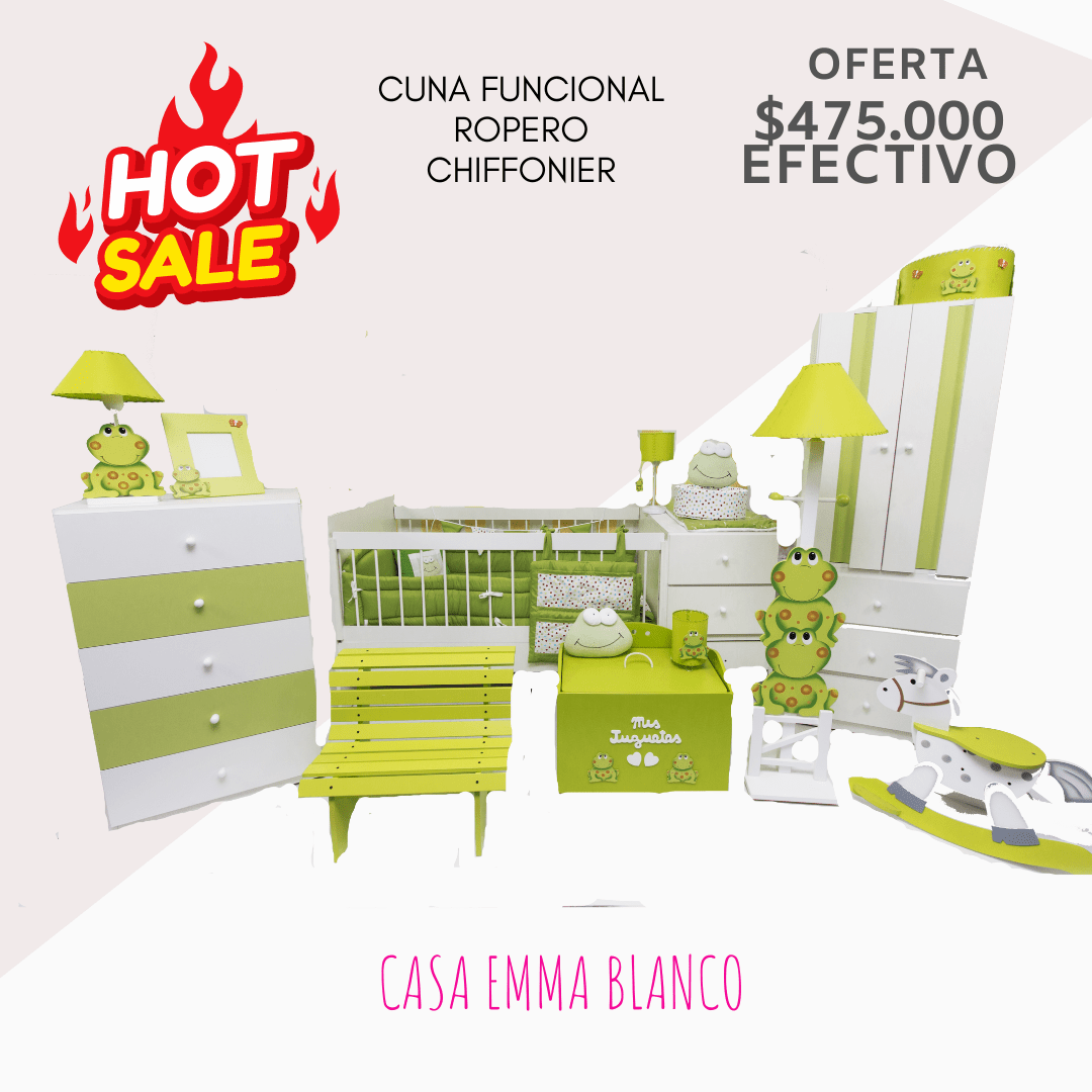 Dormitorio Completo Cuna funcional + Ropero + Chiffonier (SOLO MUEBLES) “HOT SALE” hasta el 17/5