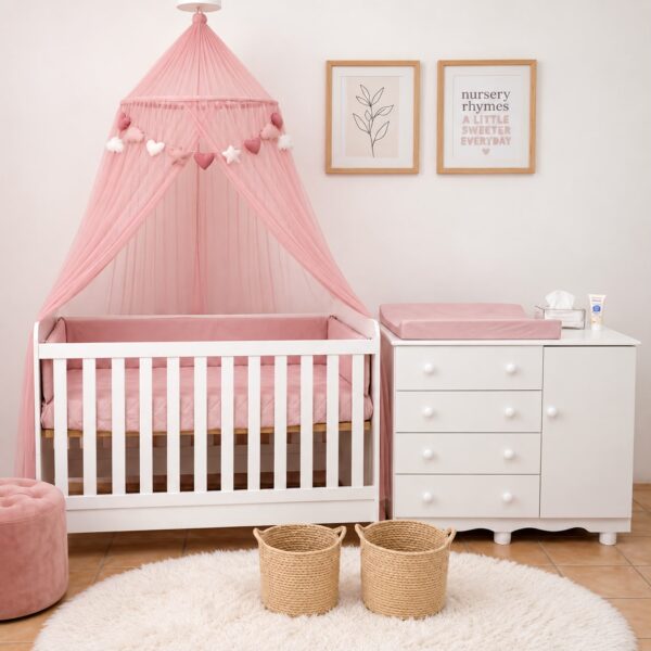 COMBO LINEA EMMA PLUS : Modelo EMMA/ Cuna colecho 4 en 1 + Comoda cambiador de bebes + Con Acolchado + Chichonera + Cambiador + Tul.  PREVENTA ENTREGA NOVIEMBRE